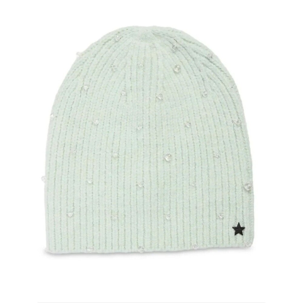 Jocelyn Women's Crystal Bead Rib Knit Wool Blend Bennie Mint Green One Size